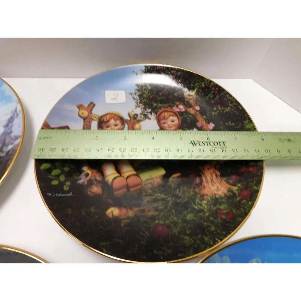 Set of 4 MJ Hummel Plates Gentle Friends, Stormy Weather, Apple Tree & Little Ex